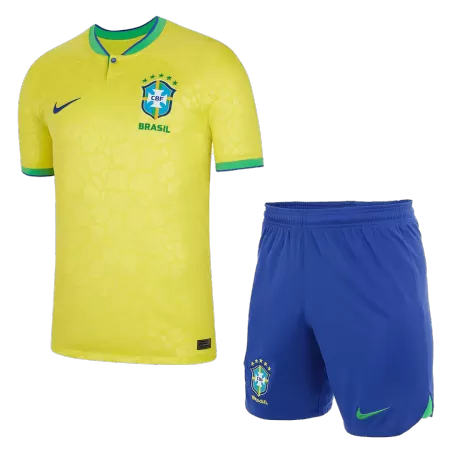 Men Brazil Home Soccer Jersey Kit (Jersey+Shorts) 2022 - buyjerseyshop.uk