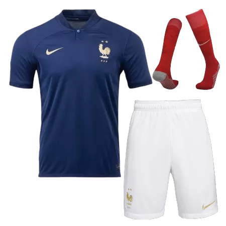 Men France Home Soccer Jersey Whole Kit (Jersey+Shorts+Socks) 2022 - buyjerseyshop.uk