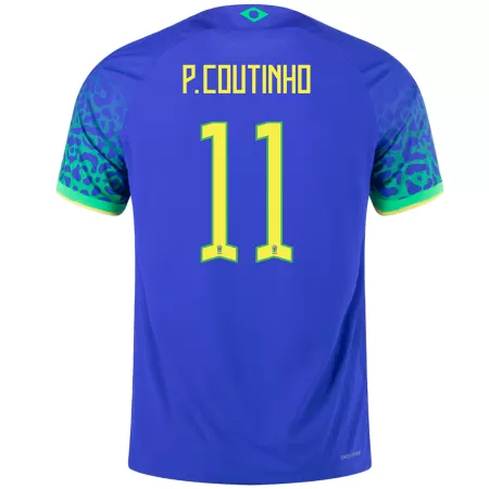 Men Brazil P.Coutinho #11 Away Player Version Jersey 2022 - buyjerseyshop.uk