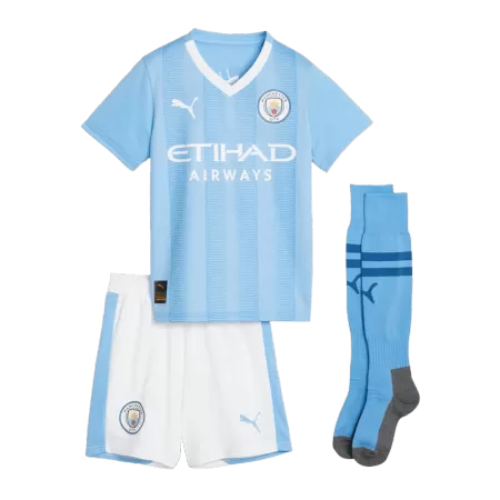 Kids Manchester City Home Soccer Jersey Whole Kit (Jersey+Shorts+Socks) 2023/24 - buyjerseyshop.uk
