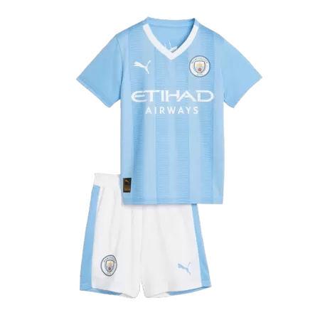 Kids Manchester City Home Soccer Jersey Kit (Jersey+Shorts) 2023/24 - buyjerseyshop.uk