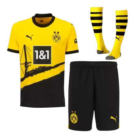 Men Borussia Dortmund Home Soccer Jersey Whole Kit (Jersey+Shorts+Socks) 2023/24 - buyjerseyshop.uk