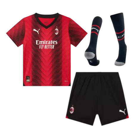 Kids AC Milan Home Soccer Jersey Whole Kit (Jersey+Shorts+Socks) 2023/24 - buyjerseyshop.uk