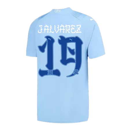 Men Manchester City J.ALVAREZ #19 Home Soccer Jersey Shirt 2023/24 - buyjerseyshop.uk