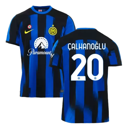 Men Inter Milan ÇALHANOĞLU #20 Home Soccer Jersey Shirt 2023/24 - buyjerseyshop.uk