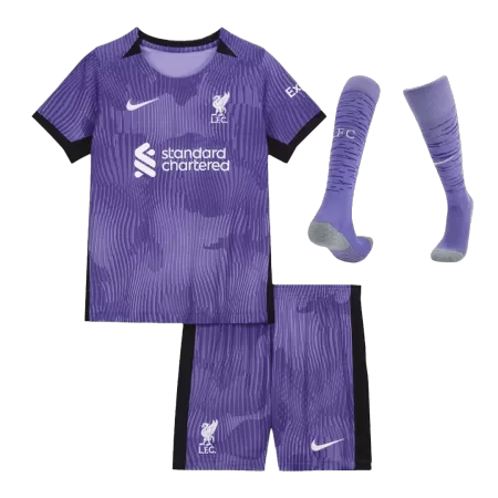 Kids Liverpool Third Away Soccer Jersey Whole Kit (Jersey+Shorts+Socks) 2023/24 - buyjerseyshop.uk