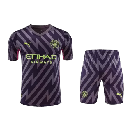 Men Manchester City Goalkeeper Soccer Jersey Kit (Jersey+Shorts) 2023/24 - buyjerseyshop.uk