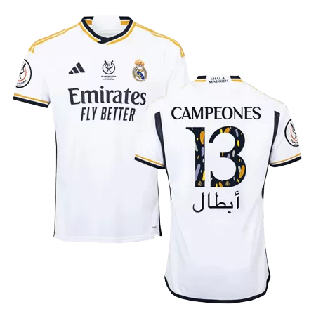 Men Real Madrid CAMPEONES #13 Home Soccer Jersey Shirt 2023/24 - buyjerseyshop.uk