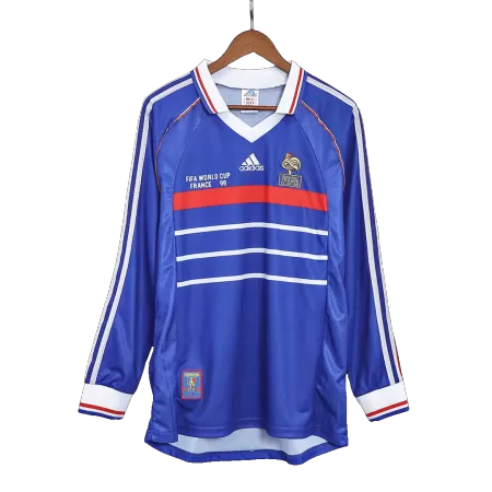 Men France Retro Jerseys Home Long Sleeve Soccer Jersey 1998 - buyjerseyshop.uk