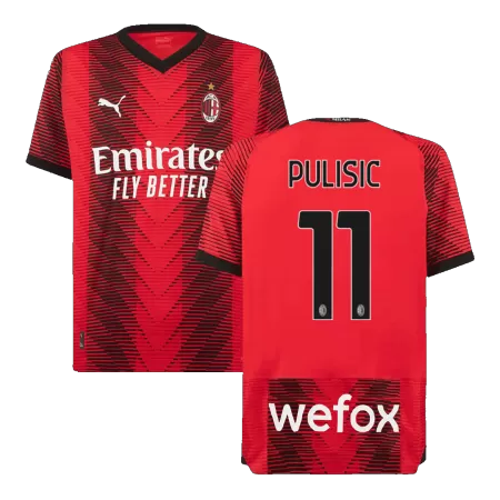 Men AC Milan PULISIC #11 Home Player Version Jersey 2023/24 - buyjerseyshop.uk
