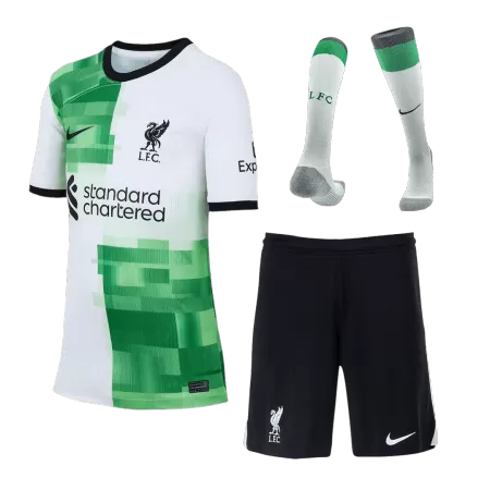 Kids Liverpool Away Soccer Jersey Whole Kit (Jersey+Shorts+Socks) 2023/24 - buyjerseyshop.uk