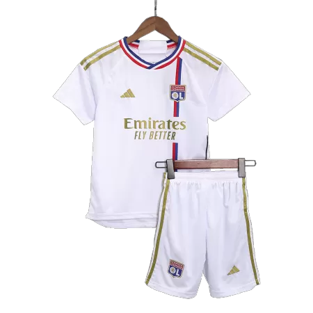 Kids Olympique Lyonnais Home Soccer Jersey Kit (Jersey+Shorts) 2023/24 - buyjerseyshop.uk