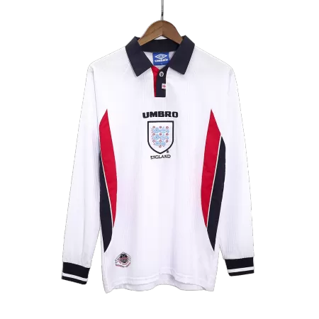 Men England Retro Jerseys Home Long Sleeve Soccer Jersey 1998 - buyjerseyshop.uk